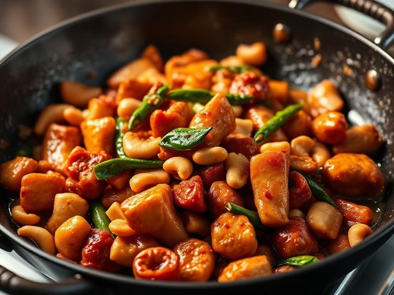 宫保鸡丁食谱封面,花生与辣椒爆炒的宫保鸡丁