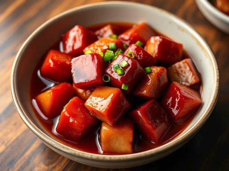 红烧肉食谱封面,色泽红亮的家常红烧肉